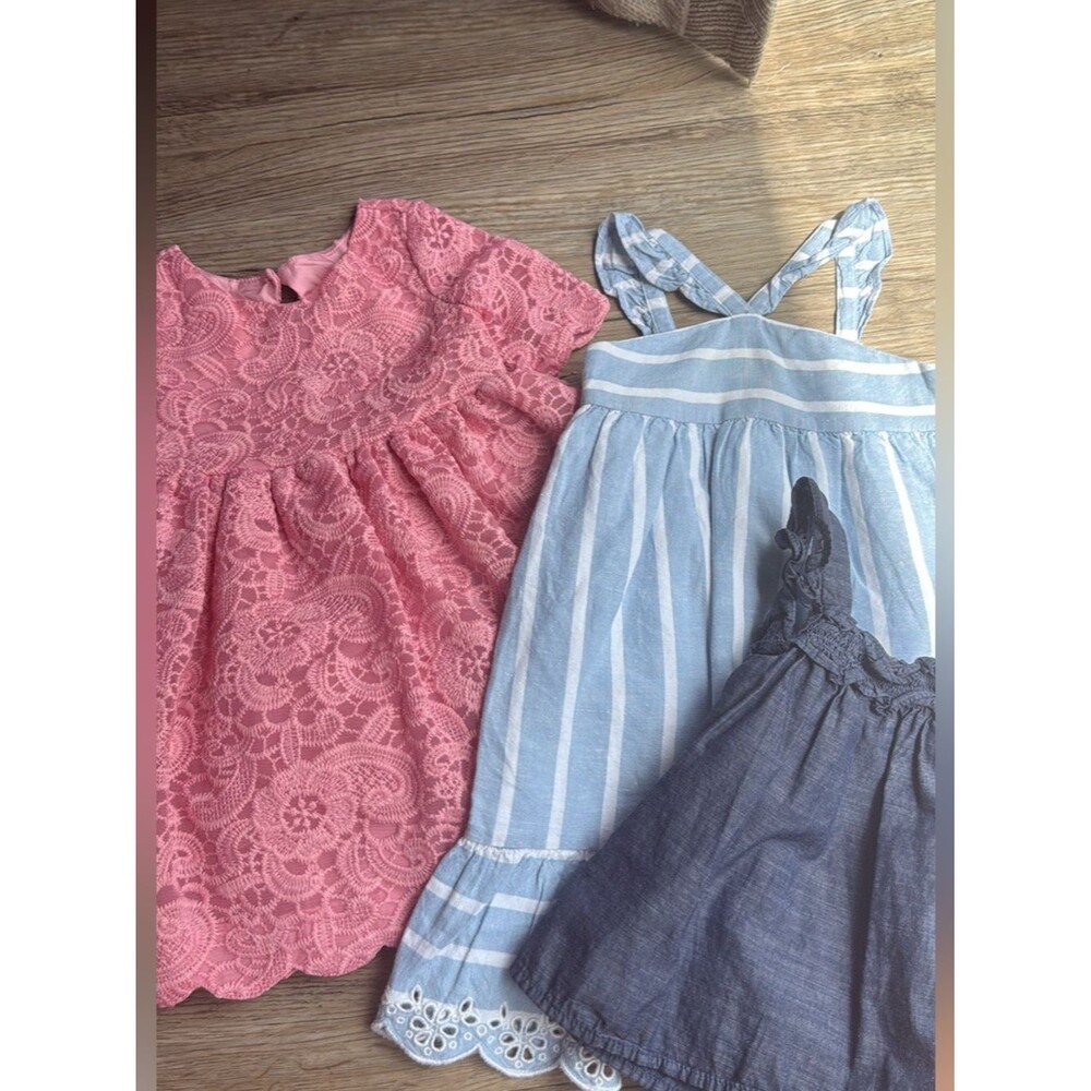 Janie and Jack lot pink lace dress + Blue Striped Sundress + Chambray Dress top